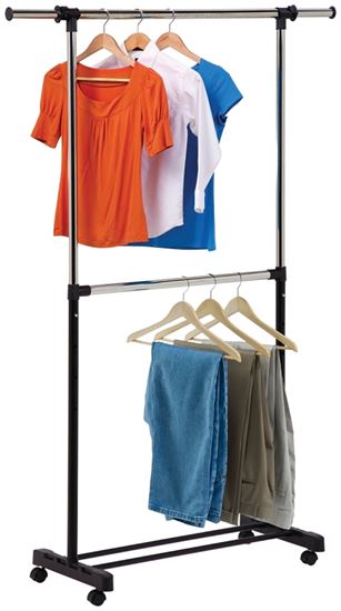 Honey-Can-Do GAR-01767 Expandable Garment Rack, 60 in W, 73 in H, Steel, Black, Pack of 3