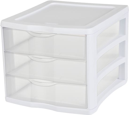 Sterilite 17918004 Drawer Unit, 3-Drawer, Plastic, 11 in OAW, 13-1/2 in OAH, 9-5/8 in OAD