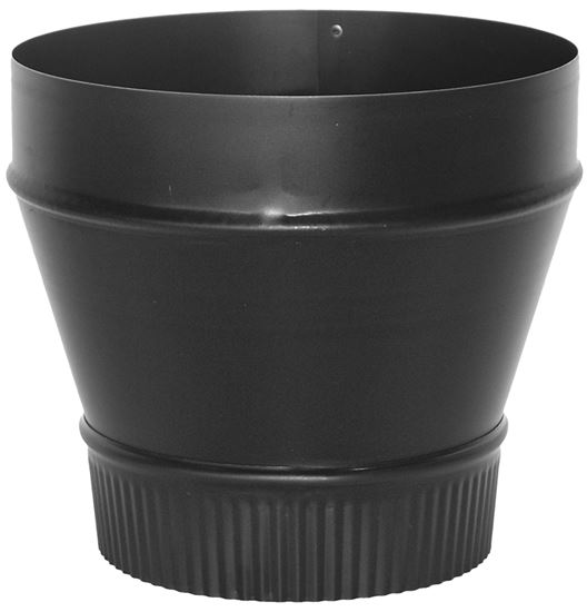 Imperial BM0074 Stove Pipe Reducer, 6 x 4 in, Crimp, 24 ga Thick Wall, Black, Matte