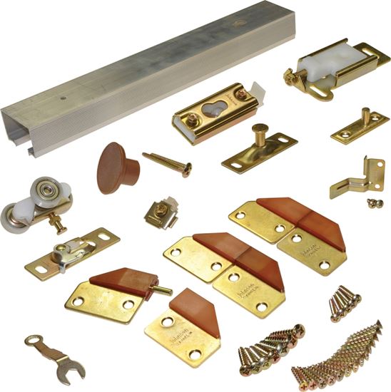 Johnson Hardware 100FD362 Panel Hardware Set, 36 in L Track, Top Mounting, For: 75 lb Bi-Fold Door