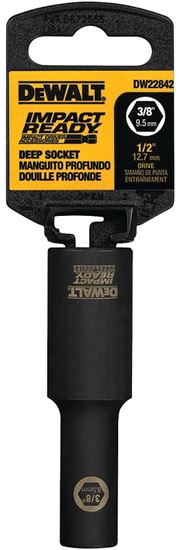 DeWALT IMPACT READY DW22842 Impact Socket, 3/8 in Socket, 1/2 in Drive, Square Drive, 6-Point, Steel, Black Oxide