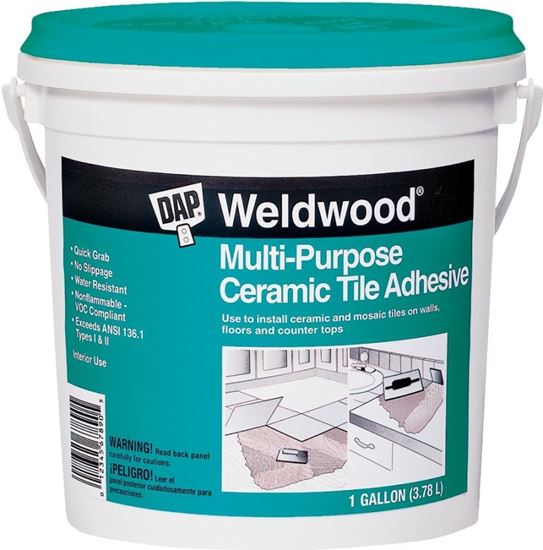 DAP 25192 Ceramic Adhesive, White, 1 gal Tub