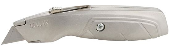 Irwin 2082101 Utility Knife, 2-1/4 in L Blade, 1-1/2 in W Blade, Bi-Metal Blade, Ergonomic Handle, Silver Handle