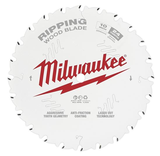 Milwaukee 48-40-1020 Circular Saw Blade, 10 in Dia, 5/8 in Arbor, 24-Teeth, Carbide Cutting Edge