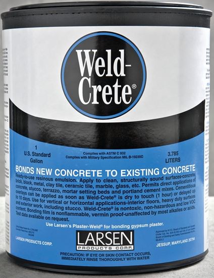 Larsen Weld-Crete WCG04 Bonding Agent, Liquid, Low to Slight Acetic, Blue, 1 gal Pail, Pack of 4