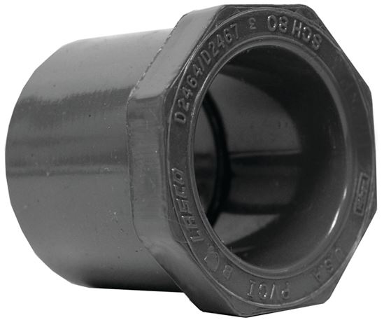 Lasco 837210BC Reducing Bushing, 1-1/2 x 3/4 in, Spigot x Slip, PVC, SCH 80 Schedule