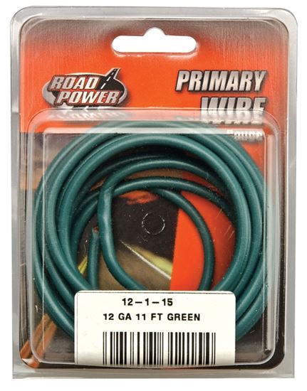 Road Power 55678933/12-1-15 Electrical Wire, 12 AWG Wire, 25/60 VAC/VDC, Copper Conductor, Green Sheath, 11 ft L