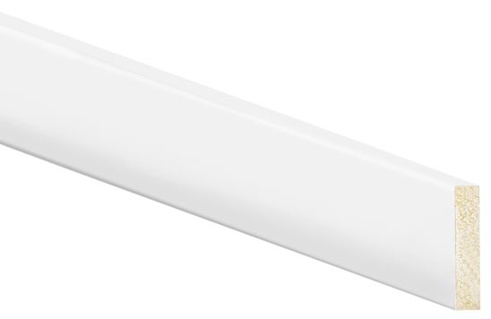 Inteplast Group 50250800032 Modern Baseboard Moulding, 8 ft L, 2-1/2 in W, 1/2 in Thick, Polystyrene, Crystal White, Pack of 12