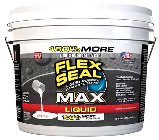 Flex Seal LFSMAXWHT02 Rubberized Coating, White, 2.5 gal, Can