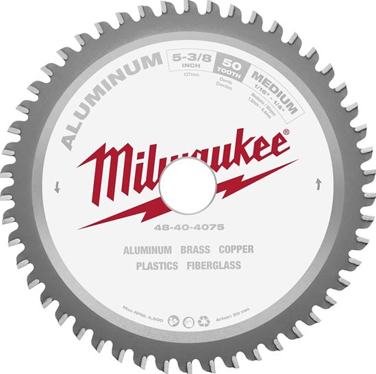 Milwaukee 48-40-4075 Circular Saw Blade, 5-3/8 in Dia, 20 mm Arbor, 50-Teeth, Tungsten Carbide Cutting Edge