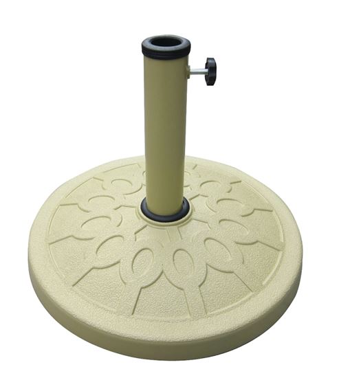 Seasonal Trends 69329 Umbrella Base, 17-1/2 in Dia, 13 in H, Round, Resin/Steel/Plastic, Sandstone