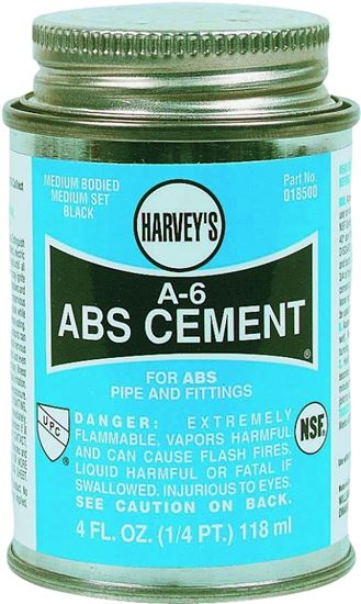 Harvey A-6 Series 018500-24 Solvent Cement, Liquid, Black, 4 oz Can