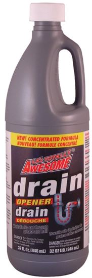 LA's TOTALLY AWESOME 216 Drain Opener, Liquid, Clear, Light Lemon, 32 oz Bottle, Pack of 12