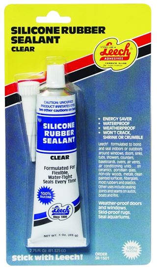 Leech Adhesives SR-1501 RTV Silicone Rubber Sealant, Clear, 24 hr Curing, 3 fl-oz Tube