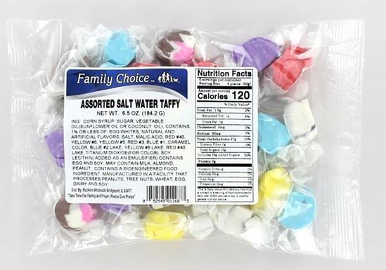 Family Choice 1168 Taffy Candy, Assorted Fruits Flavor, 6.5 oz, Pack of 12