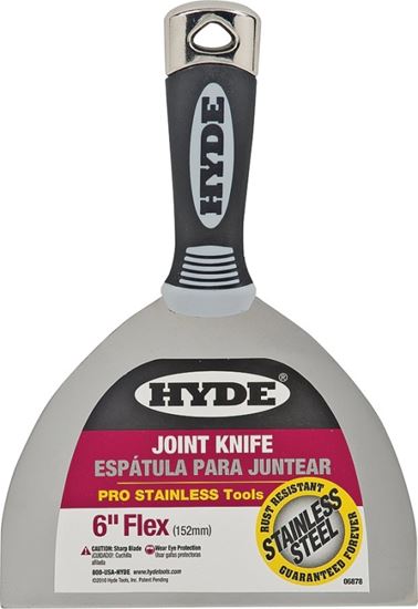 Hyde 06878 Joint Knife, 6 in W Blade, 4-3/16 in L Blade, Stainless Steel Blade, Flexible Blade, Cushion-Grip Handle