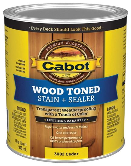 Cabot 3000 Series 140.0003002.005 Exterior Stain, Wood Toned, Cedar, Liquid, 1 qt