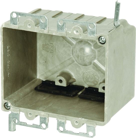 fiberglassBOX 9312-EWK Electrical Box, 2 -Gang, Fiberglass/Polyester, Beige/Tan, Wall, Wing Bracket Mounting