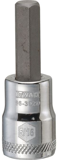 DeWALT DWMT86392OSP Fractional Hex Bit Socket, 5/16 in Tip, 3/8 in Drive, Polished Chrome Vanadium, 1-31/32 in OAL