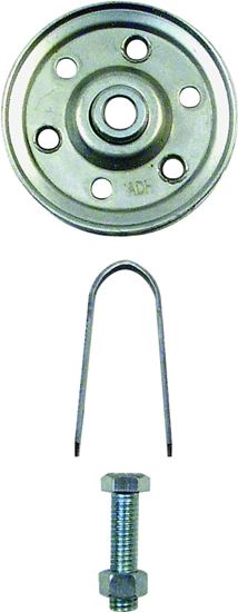 Prime-Line GD 52109 Pulley with Strap and Axle Bolt, 3 in Dia, 5/16 in Dia Bore, Galvanized Steel