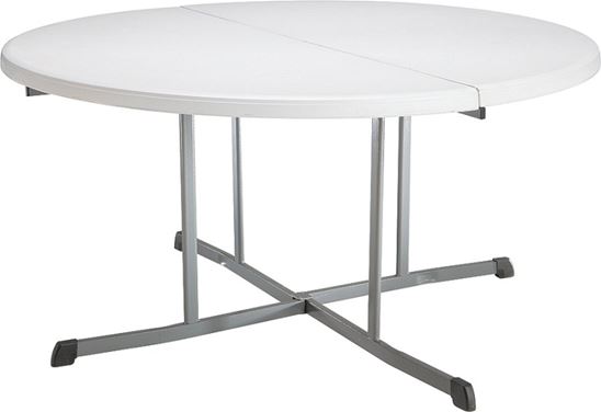 Lifetime Products 5402 Fold-in-Half Table, Steel Frame, Polyethylene Tabletop, Gray/White