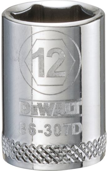 DeWALT DWMT86307OSP Hand Socket, 12 mm Socket, 3/8 in Drive, 6-Point, Vanadium Steel, Polished Chrome