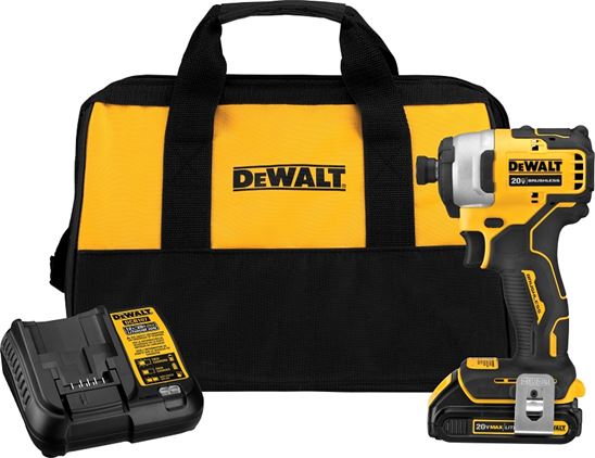 DeWALT 20V MAX ATOMIC DCF809C1 Impact Driver Kit, Battery Included, 20 V, 1.5 Ah, 1/4 in Drive, Hex Drive, 3200 ipm IPM