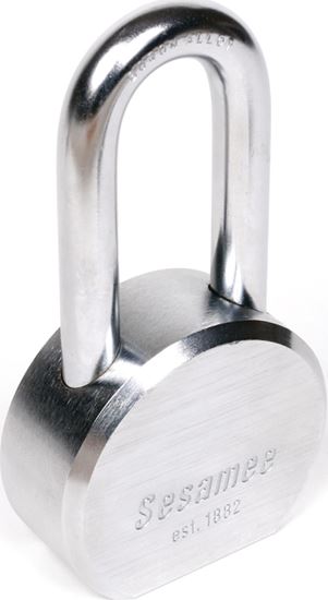 Sesamee 93704 Padlock, Keyed Different Key, 7/16 in Dia Shackle, Molybdenum Steel Shackle, Steel Body, Chrome