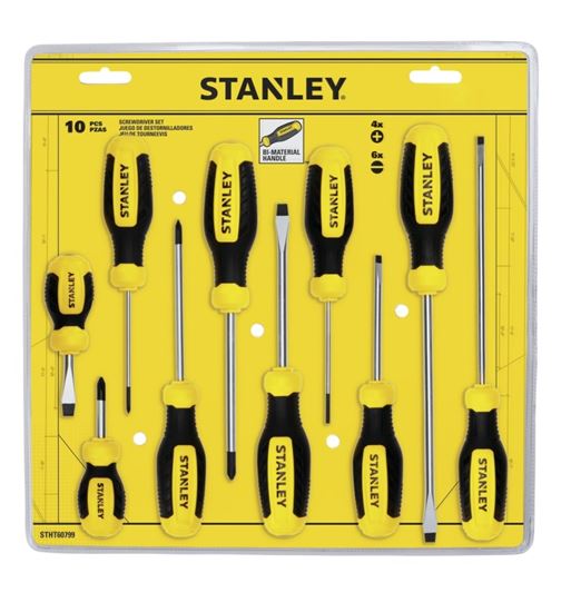 Stanley STHT60799 Screwdriver Set, 10-Piece, Alloy Steel, Nickel Plated