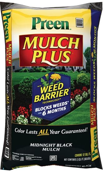 Preen 95456138 Mulch Plus Weed Barrier Bag, Granular, Midnight Black Bag