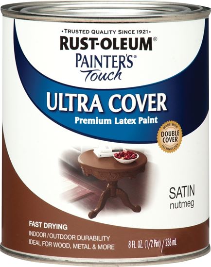 Rust-Oleum 240290 Enamel Paint, Water, Satin, Nutmeg, 0.5 pt, Can, 120 sq-ft Coverage Area