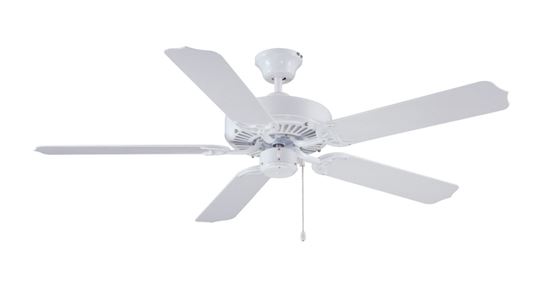 Boston Harbor Ceiling Fan, 5-Blade, White Housing, White Blade, 52 in Sweep, ABS Blade, 3-Speed