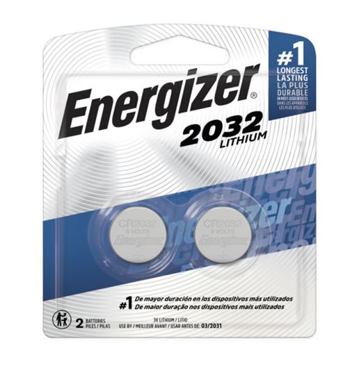 Energizer 2032BP-2 Coin Cell Battery, 3 V Battery, 235 mAh, CR2032 Battery, Lithium, Manganese Dioxide