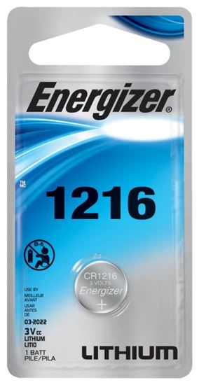 Energizer ECR1216BP Coin Cell Battery, 3 V Battery, 25 mAh, CR1216 Battery, Lithium, Manganese Dioxide, Pack of 6