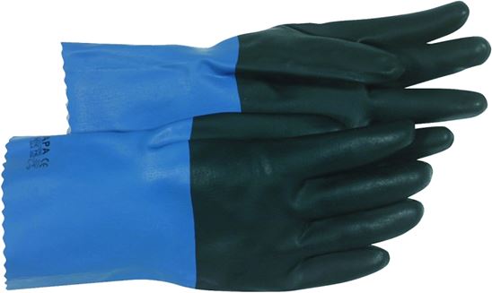 Boss 34L Protective Gloves, L, 11 in L, Gauntlet Cuff, Neoprene, Black/Blue