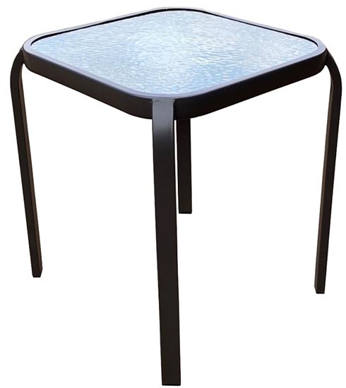 Seasonal Trends 50617 Side Table, 16 in W, 5 mm D, 18 in H, Steel Frame, Square Table, Glass/Steel Table, Pack of 4