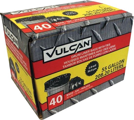 Vulcan FG-03812-10A Drum Liner, 55 gal, Poly, Black