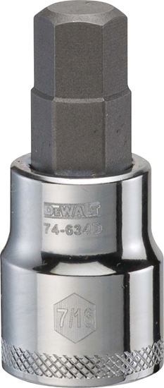 DeWALT DWMT74634OSP Fractional Hex Bit Socket, 7/16 in Tip, 3/8 in Drive, Polished Chrome Vanadium, 1-31/32 in OAL