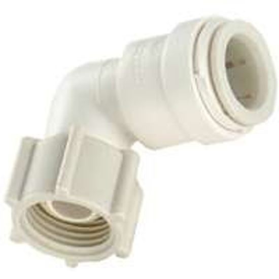 Watts 3520-0808/P-436 Swivel Pipe Elbow, 3/8 x 1/2 in, 90 deg Angle, Plastic, Off-White, 100 psi Pressure