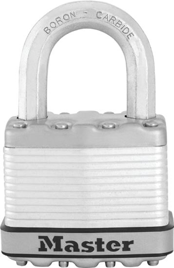 Master Lock Magnum Series M5XKAD Padlock, Keyed Different Key, 3/8 in Dia Shackle, 1 in H Shackle, Boron Carbide Shackle