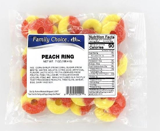 Family Choice 1129 Candy, Peach Flavor, 8 oz, Pack of 12