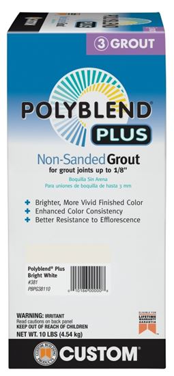 Custom Polyblend PBPG38110 Non-Sanded Grout, Bright White, 10 lb Box