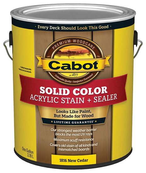 Cabot 1800 Series 140.0001816.007 Solid Color Decking Stain, Low-Lustre, New Cedar, Liquid, 1 gal, Can, Pack of 4