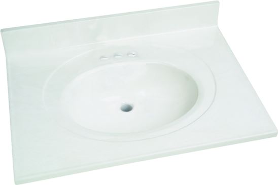 Foremost WW-2231 Vanity Top, 31 in OAL, 22 in OAW, Marble, White, Countertop Edge