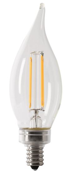 Feit Electric BPCFC40950CAFIL/2/RP LED Bulb, Decorative, Flame Tip Lamp, 40 W Equivalent, E12 Lamp Base, Dimmable, 2/PK