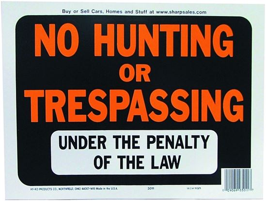 Hy-Ko Hy-Glo Series 3011 Identification Sign, No Hunting/Trespassing, Fluorescent Orange Legend, Plastic, Pack of 10