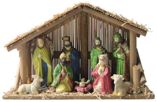 Hometown Holidays 89427 Christmas Collectible, Nativity Set with Stable, Assorted, Pack of 12