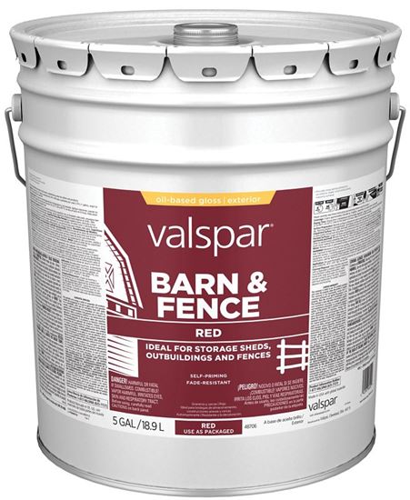 Valspar 2125-11 Oil Barn and Fence Paint, Gloss, Red, Liquid, 5 gal Pail