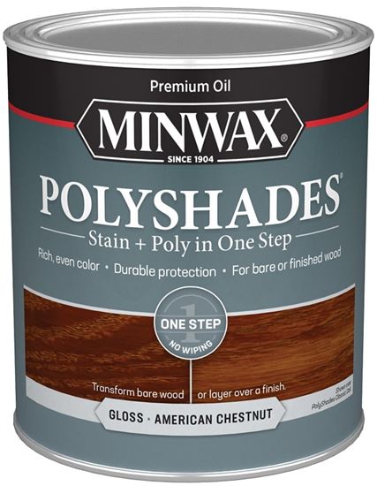 Minwax 614750444 Waterbased Polyurethane Stain, Gloss, Liquid, American Chestnut, 1 qt, Can