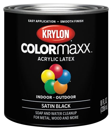 Krylon K05613007 Paint, Satin, Black, 8 oz, 25 sq-ft Coverage Area